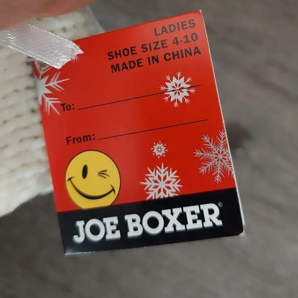 Joe Boxer Holiday Christmas Reindeer Slipper Socks Shoe Size 4-10
